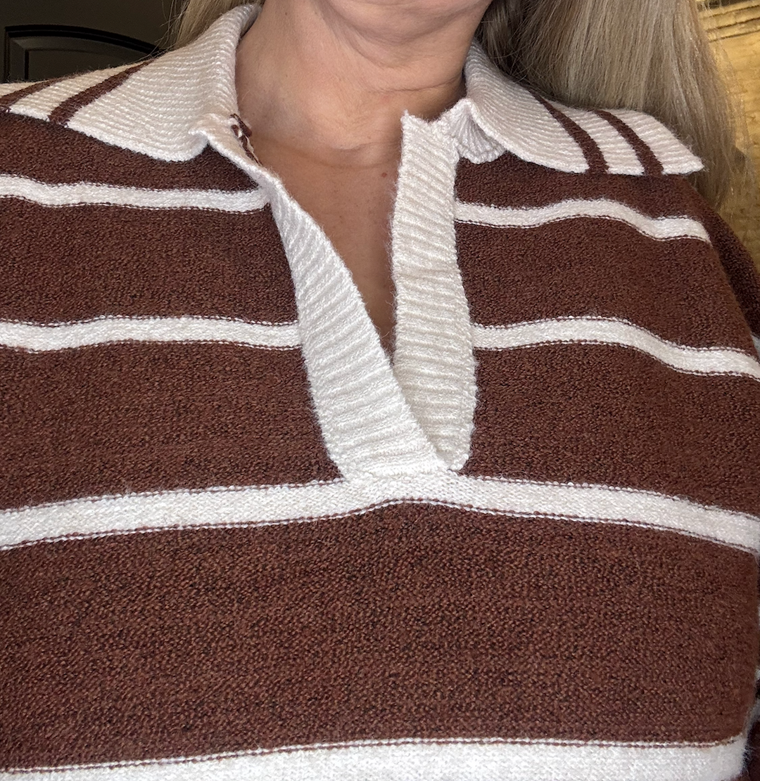 Striped Polo Sweater Top