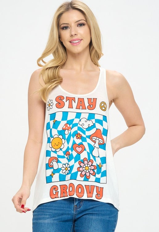 Stay Groovy Print Tank Top