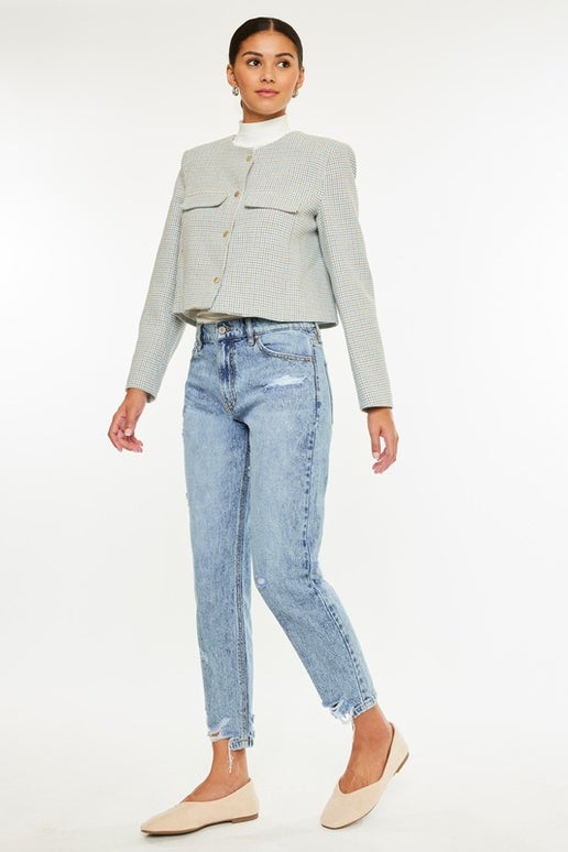 High Rise Ankle Mom Jeans