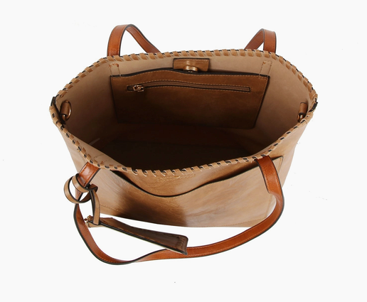 Camel 2 in 1 leather Tote Hobo Bag