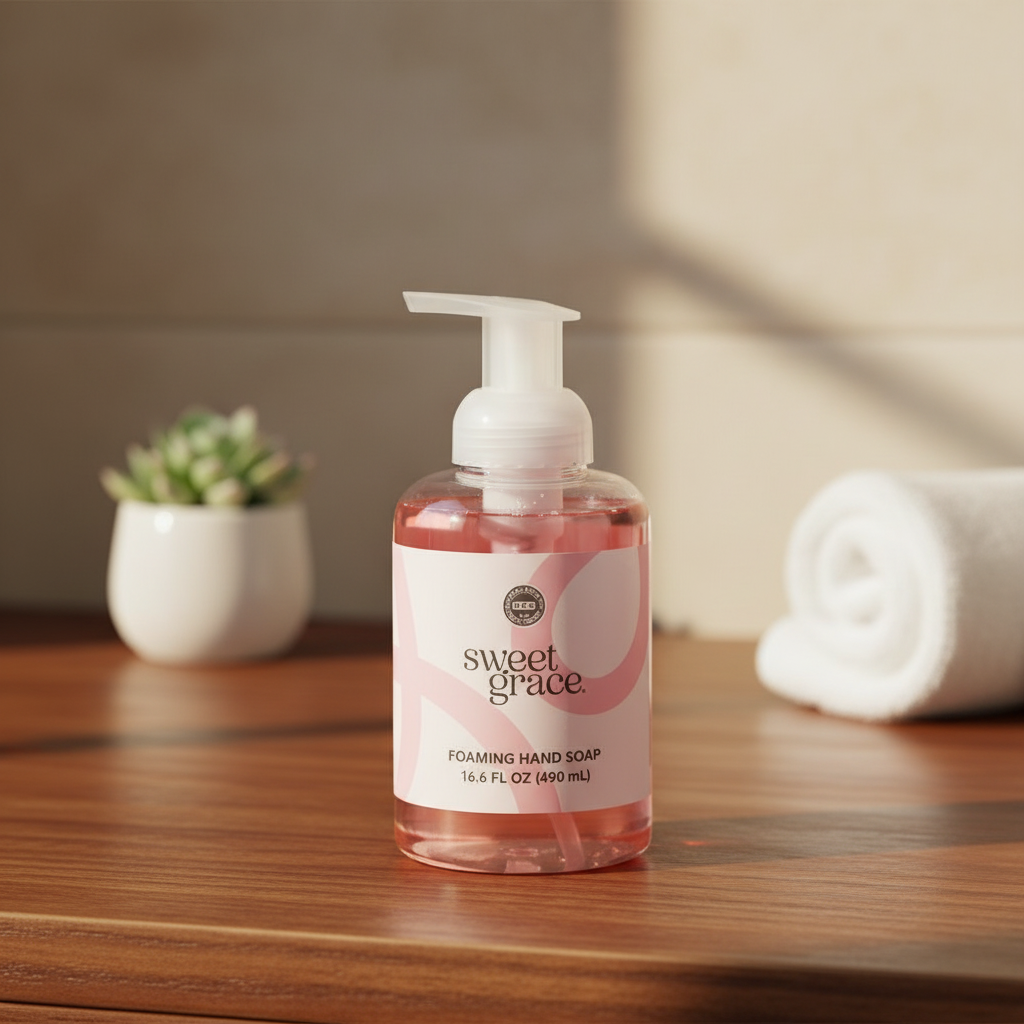 Sweet Grace Foaming Hand Soap on Wood Surface