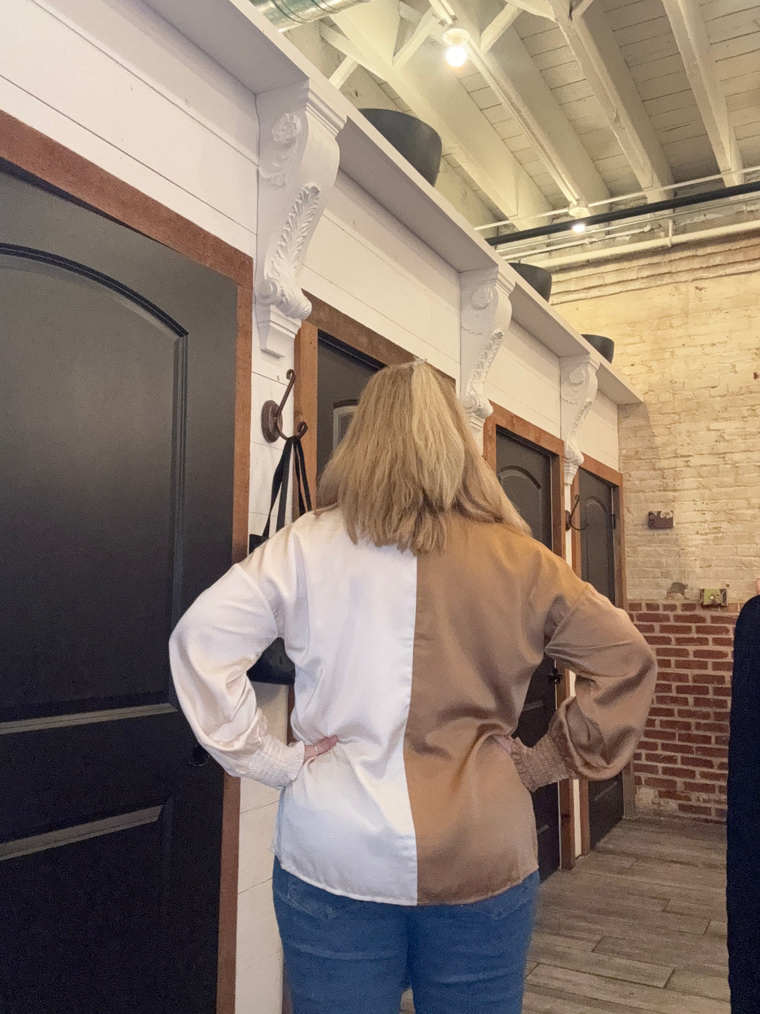 Solid Color Block Blouse