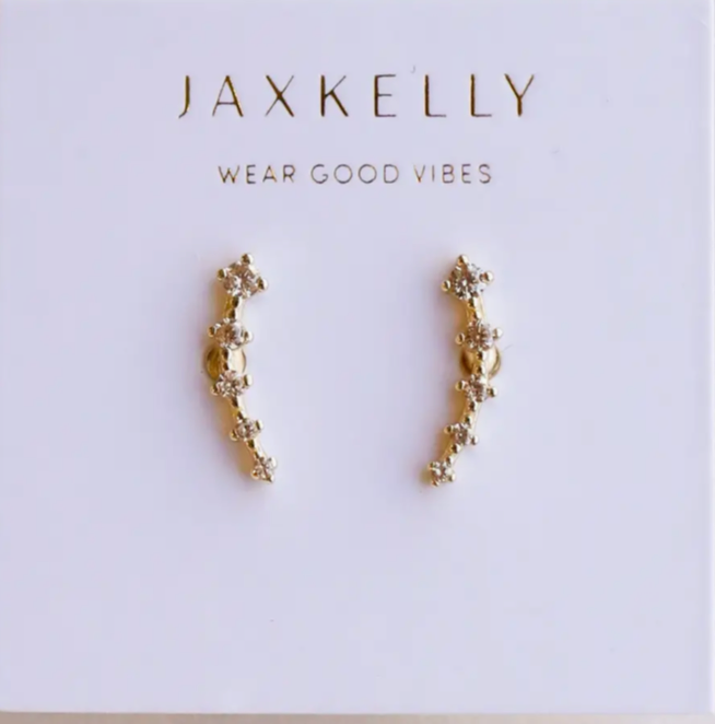 Champagne CZ Stone Crawler Earrings | Tarnish Free Gold