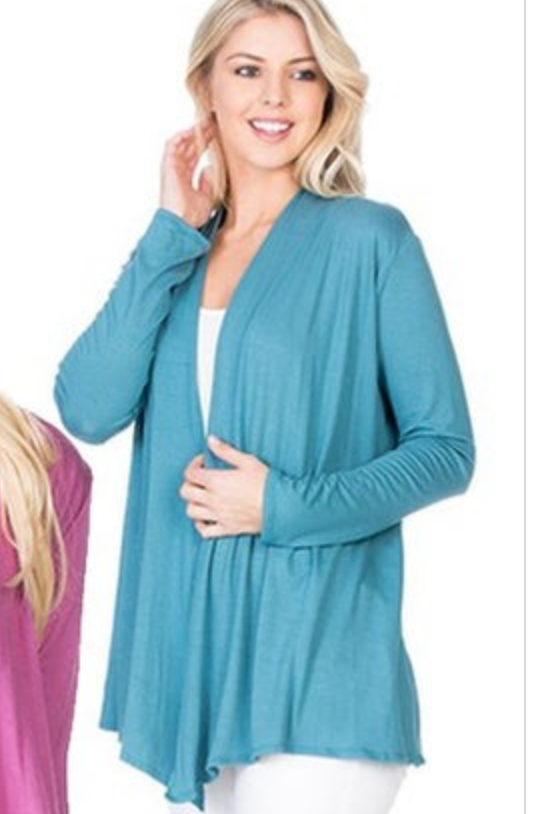 Long Sleeve Open Front Drape Cardigan