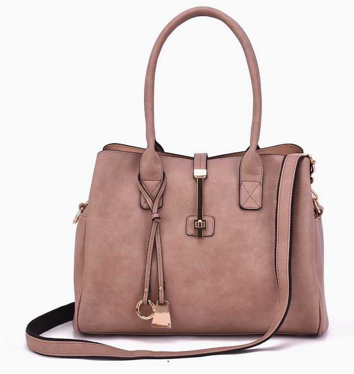 Taupe Structured Tote Handbag with Crossbody Strap (Copy)