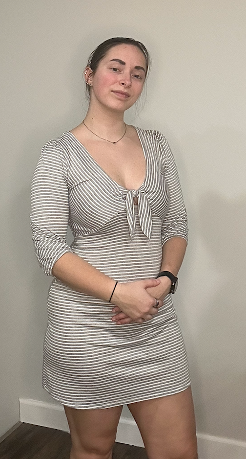 Striped Tie-Front Dress – Chic Casual Day-to-Night Outfit