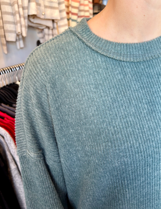 Ash Jade Drop Shoulder Hacci Top