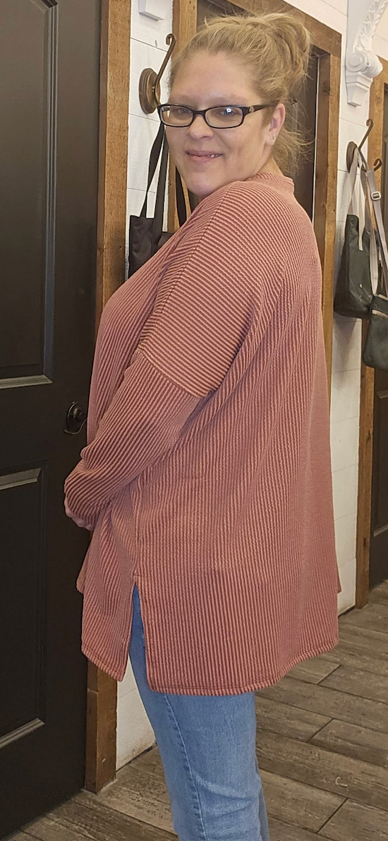 Long Sleeve Solid Urban Ribbed Top