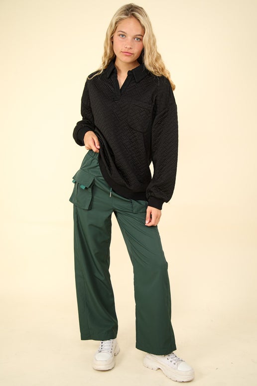 Oversized Quilted Knit Top