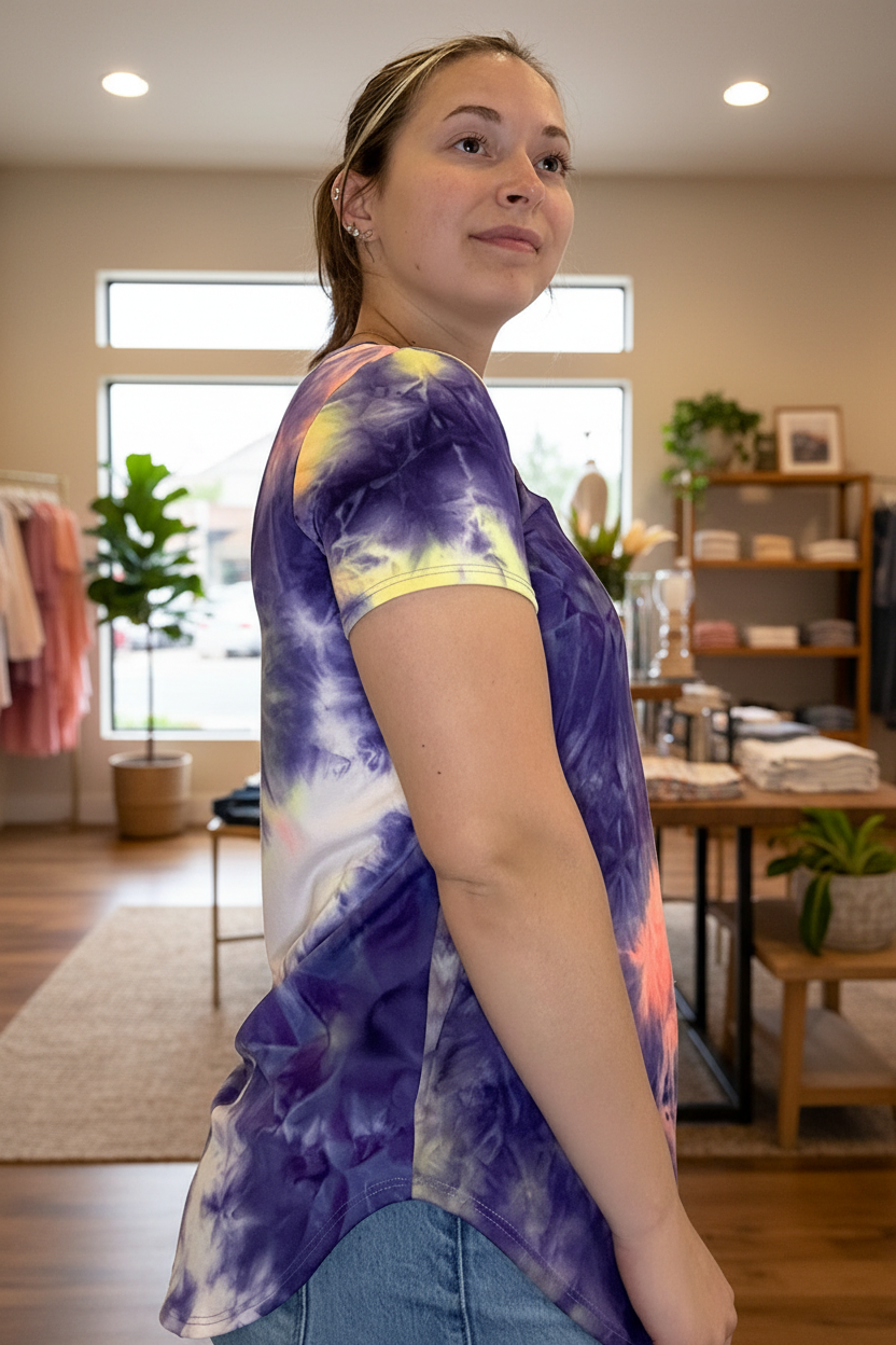 Tie-Dye Tee - Side - Boutique Background