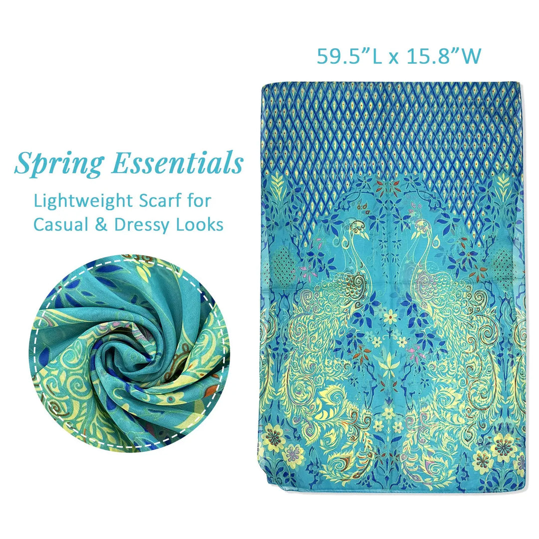Turquoise Peacock Lightweight Fashion Scarf