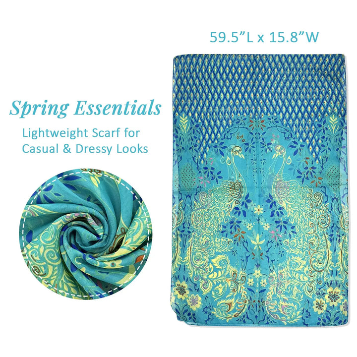 Turquoise Peacock Lightweight Fashion Scarf