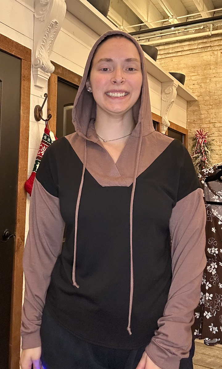 Solid Color Block Hoodie