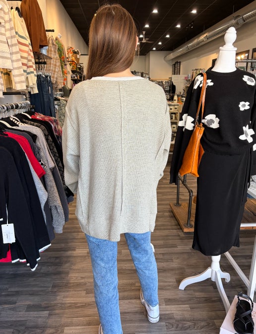 Olive Brush Thermal Oversized Pullover