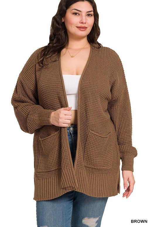 Low Gauge Waffle Open Cardigan