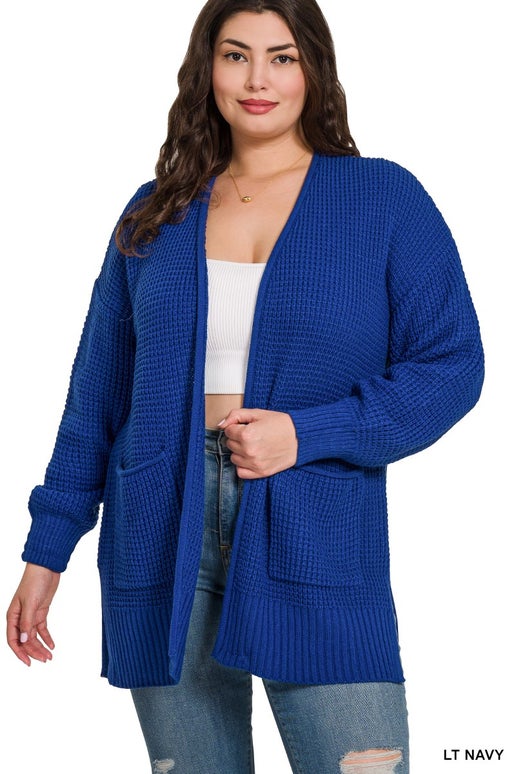 Low Gauge Waffle Open Cardigan