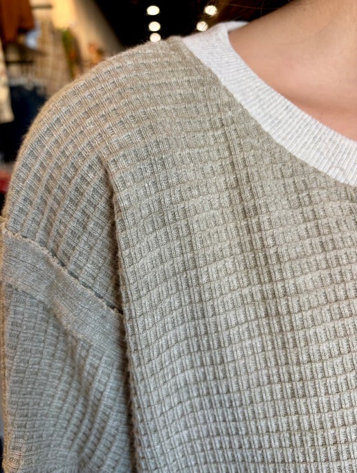 Olive Brush Thermal Oversized Pullover