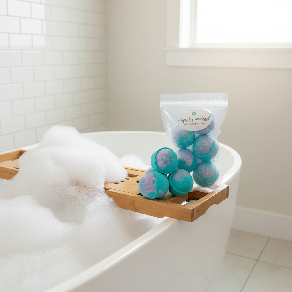 Whipped Up Wonderful Bath Bombs - bathtub with bubbles