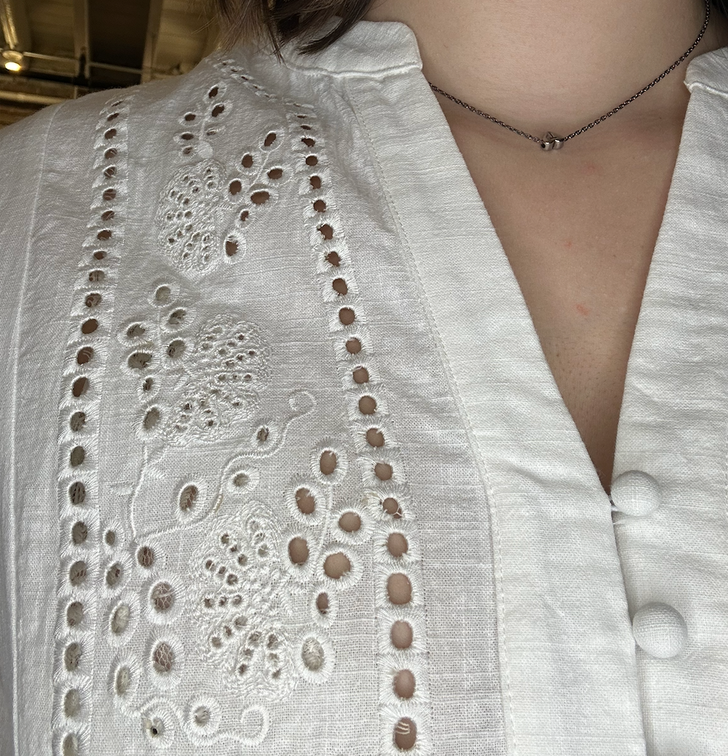 Ivory Eyelet Detail Babydoll Blouse