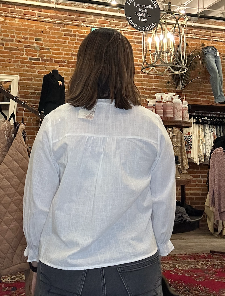 Ivory Eyelet Detail Babydoll Blouse