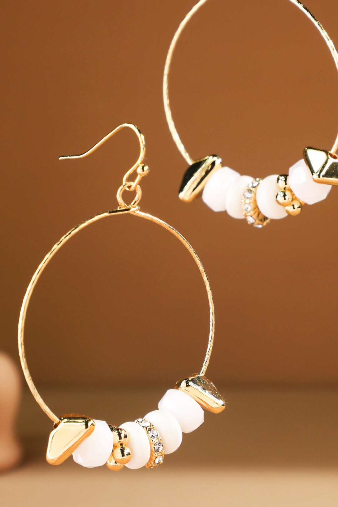 Gold Mix Beaded Hoop Earrings