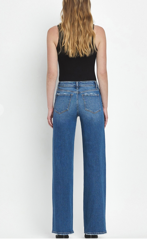 Mid Rise Full Length Wide Leg Jeans
