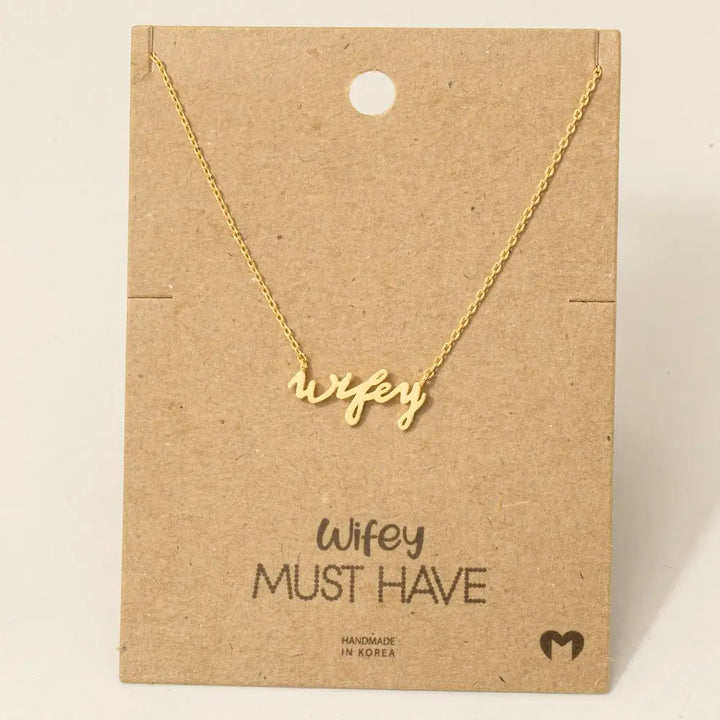 Wifey Handwritten Pendant Necklace