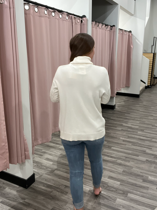 Cream Cable Knit Turtle Neck Sweater