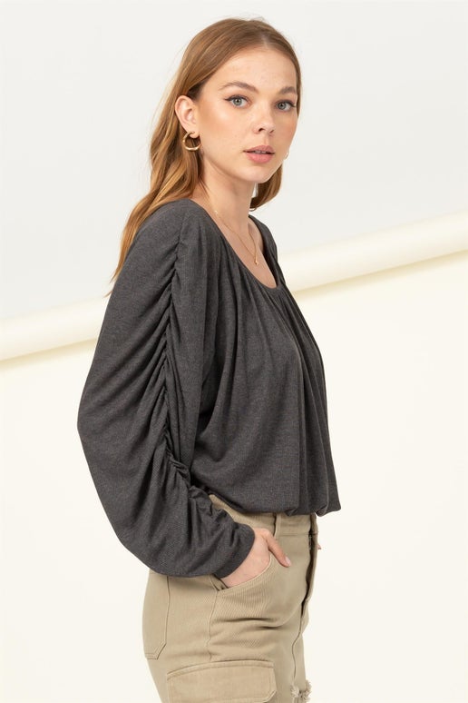 Shirred Dolman Sleeve Blouse