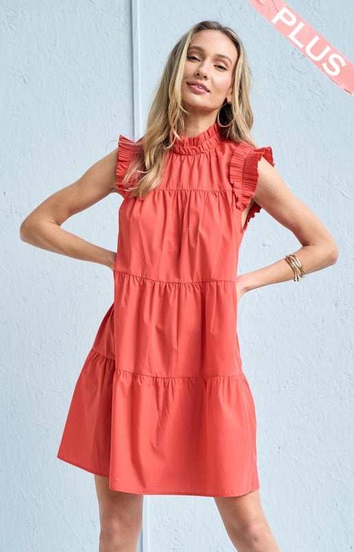 Pleated Ruffle Sleeve Tiered Baby Doll Dress