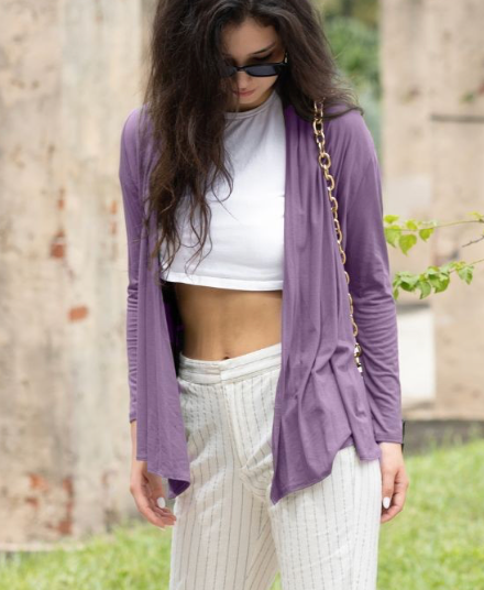 Long Sleeve Open Front Drape Cardigan