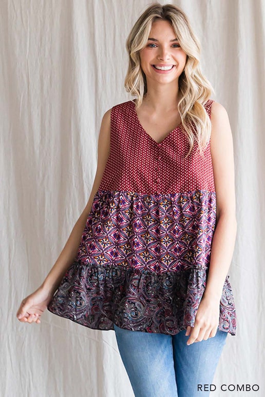 Boho Mix Matched Prints Tank Top