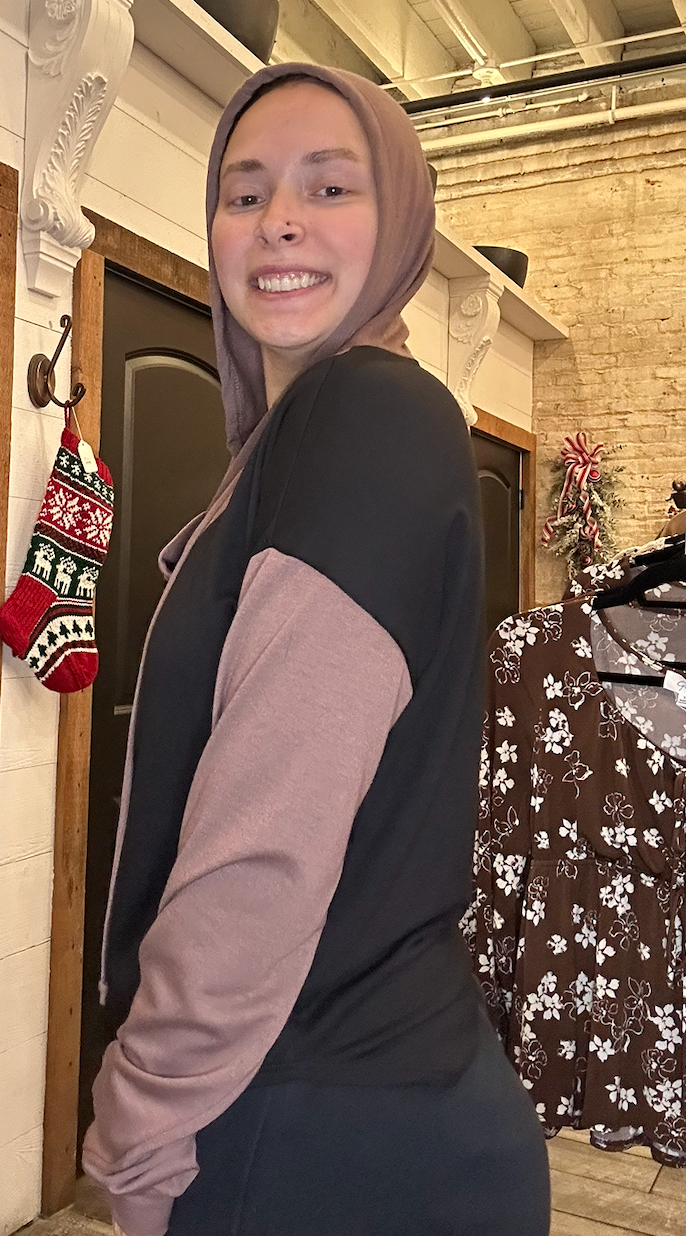 Solid Color Block Hoodie