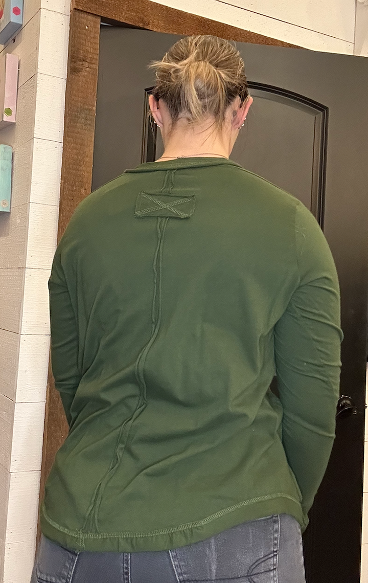 Thumb Hole Cuffs Button Closure Long Sleeve Top