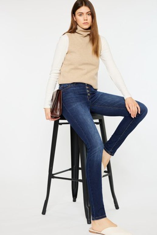 High Rise Button Fly Super Skinny Jeans