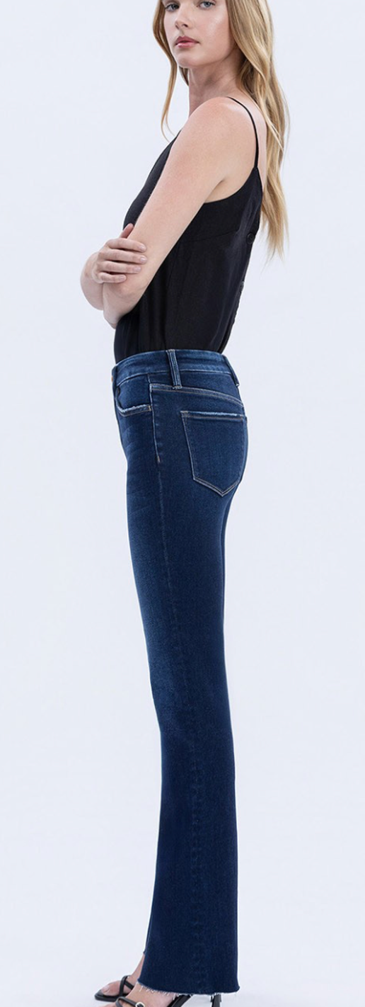 High Rise Seamless Raw Hem Bootcut Jeans