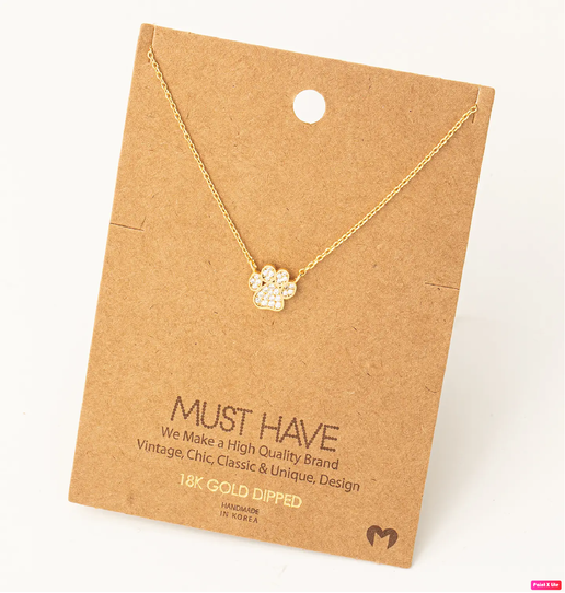 Dog Paw Print Charm Necklace