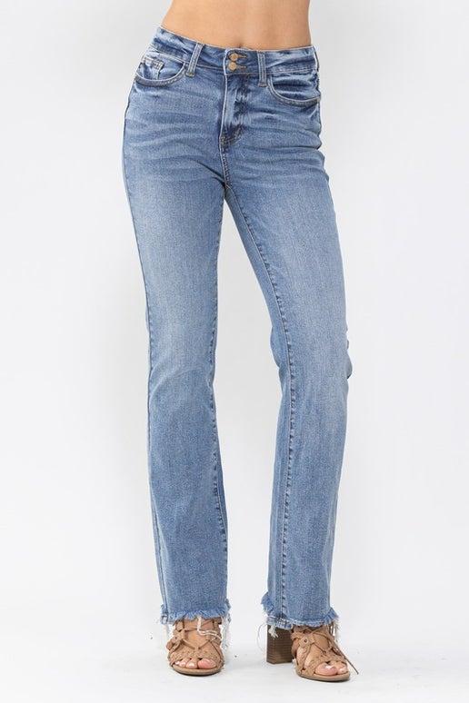 High Waist Double-Button Bootcut