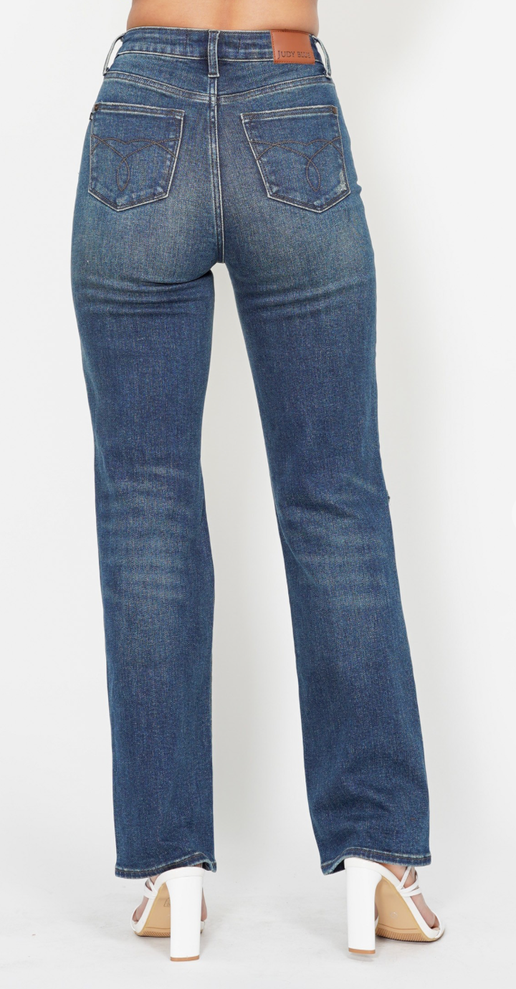 High Waisted Ripped Knee Dad Jean
