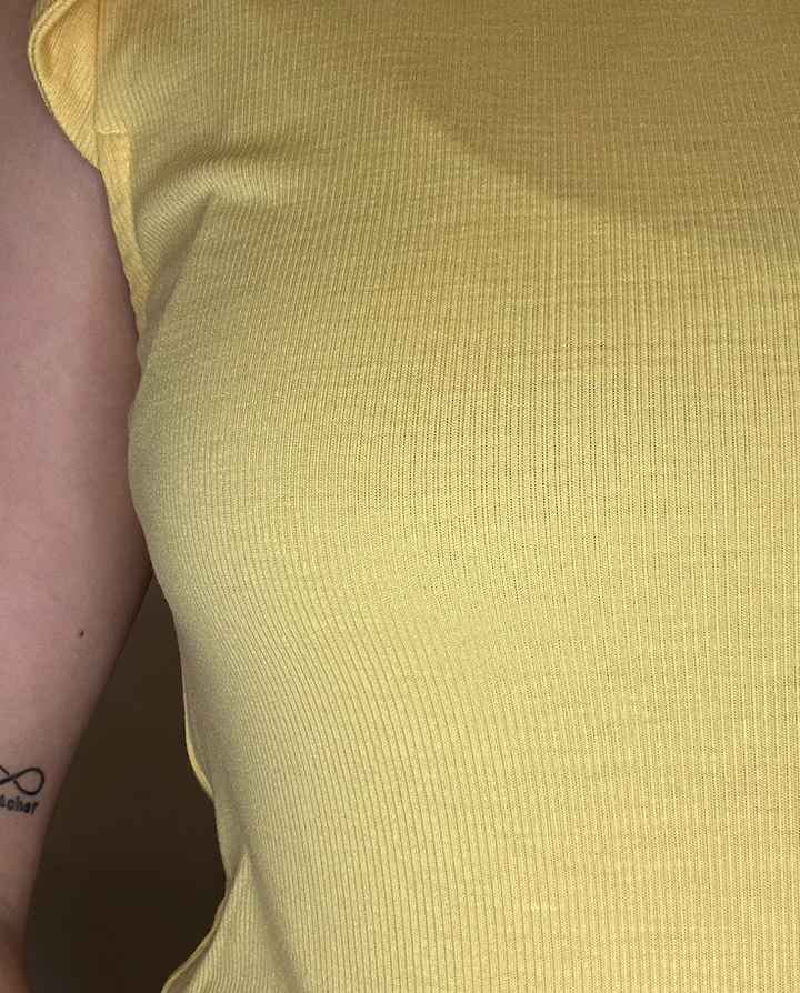 Dusty Yellow Round Neck Ruffle Short Sleeve Top